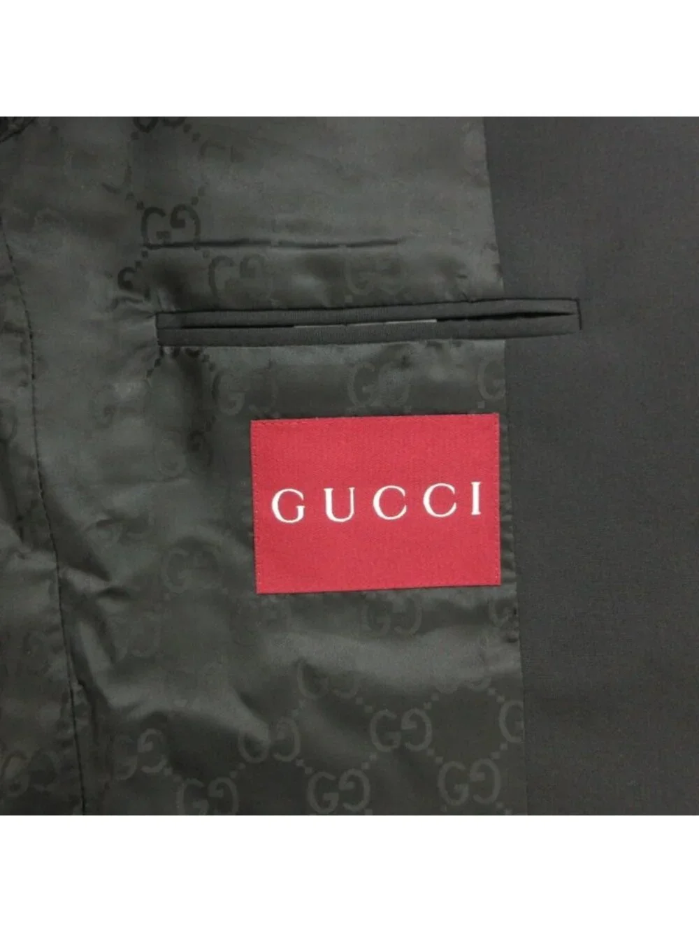 Gucci Suit GG Pattern Lining Set Single Real Face No Tuck Pants Black